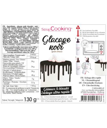 Scrapcooking Drip Cake Glasur Schwarz 130g - Quick-Drying Cake Glaze for Cakes Cookies & Desserts - Perfect for Birthdays & Halloween - Buy Online on GoSupps.com
