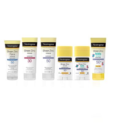 Neutrogena Sheer Zinc Oxide SPF 50 Mineral Sunscreen Lotion, 3 fl. oz (Pack of 3) - Broad Spectrum UVA/UVB Protection, Water-Resistant, Hypoallergenic, Non-Greasy & Paraben-Free - Buy Online on GoSupps.com