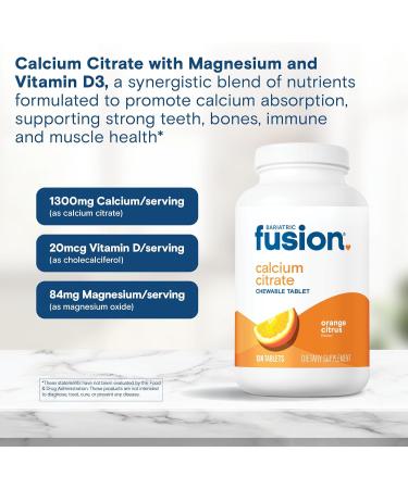 Bariatric Fusion Calcium Citrate Chewable Tablet | Orange Citrus Flavored | Chewable Calcium Citrate | Bone Health Support* | Gluten Dairy and Soy Free | Non-GMO | 124 Count - Buy Online on GoSupps.com