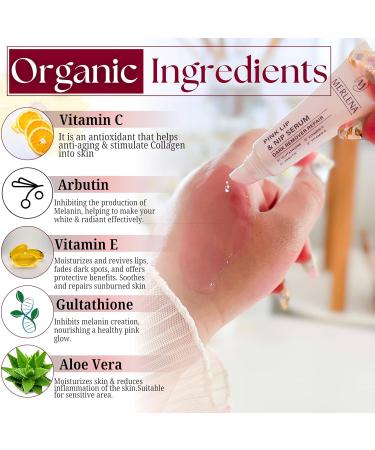 Merlena Pink Lip & Nip Serum - Hydrates and Repairs Dry Peeling Lips and Nipples Adds Collagen for Plumpness Soothes Flaky Skin Organic Vitamin C & E Formula 8ml - Buy Online on GoSupps.com