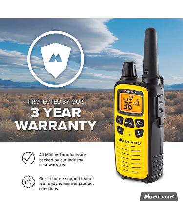 Midland LXT630VP3 36-Channel FRS Two-Way Radio Pair Pack - Up to 30-Mile Range Walkie Talkie with 121 Privacy Codes, NOAA Weather Scan & Alert - Yellow/Black - Buy Online on GoSupps.com