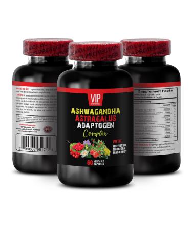 Natural ADAPTOGEN Complex with Rhodiola Astragalus ASHWAGANDHA Maca Holy Basil Panax Ginseng Amla Fruit - Support Overall Wellness and Vitality Immune Boosting Supplement 1 Bottle 60 Caps