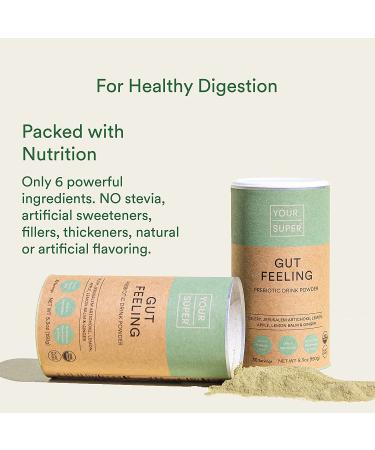 Your Super Gut Feeling Superfood Powder - Instant Celery Drink for Gut Health - Digestive Enzymes & Prebiotics - Plant-Based, Vegan, Gluten-Free - 30 Servings - Buy Online on GoSupps.com