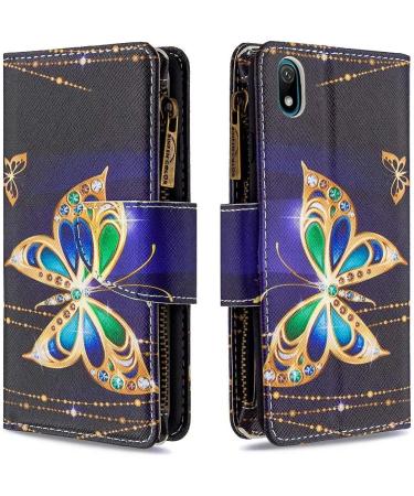 Miagon 9 Card Slots Leather Case for Huawei Y5 2019 - Colorful Zipper Flip Wallet PU Leather Protective Cover with Diamond Butterfly Design - Buy Online on GoSupps.com