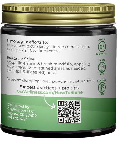 OraWellness Shine Natural Teeth Whitening Powder with Hydroxyapatite - Stain Remover and Polisher - Fresh Mint - Buy Online on GoSupps.com