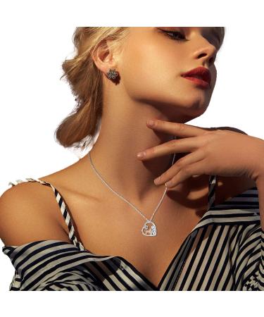 Chenghong 925 Sterling Silver Dog Pendant Necklace with Crystals - Perfect Gift for Dog Lovers | Rose Gold Dog Jewelry for Women - Buy Online on GoSupps.com