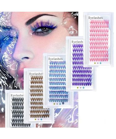 Colored Cluster Lashes 100pcs D Curl 14mm DIY Eyelash Extensions - Matte Dark Professional Silk Lashes - 1 Count - Buy Online on GoSupps.com