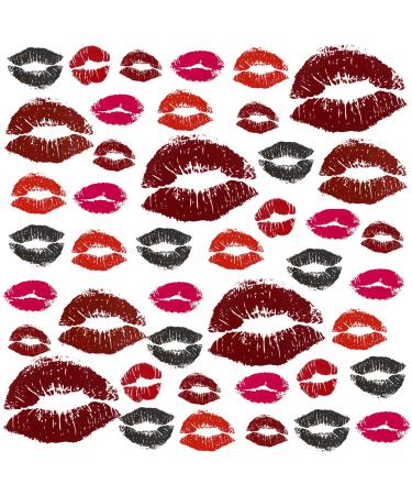 ZZXLLRO 55 Sheets (145Pcs) Red Lips Temporary Tattoo Stickers  Self-adhesive Fake Red Lips Tattoos  Water-proof Face Stickers for Adult Women Girls Face Body Valentine's Day Decorations
