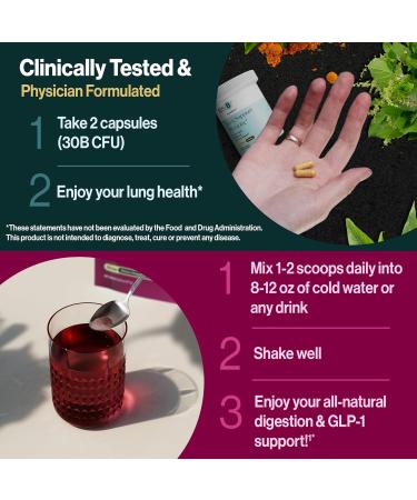 Power Gut Bundle - Lung Probiotic & GLP-1 Prebiotic Clinically Trialed Respiratory Health Support & Metabolism Boost Supplement Vitamins - resB (30 Servings) & prebeet (30 Servings) 30 Count (Pack of 2) - Buy Online on GoSupps.com