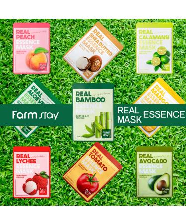 Buy FARMSTAY Real Essence Mask (10 Sheets) - Bamboo | Best Korean Skin Care Sheet Masks for Glowing Skin - Buy Online on GoSupps.com