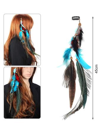 MWOOT 3Pcs Peacock Feather Hair Extensions for Women - Halloween Costume & Bohemian Hippie Accessories - Buy Online on GoSupps.com