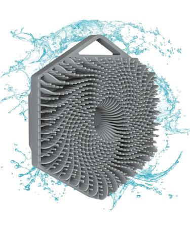 Credit massager hexagonal silicone head skin massager shampoo brush silicone shampoo brush silicone head skin massage shampoo brush for children adults women men gray