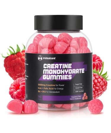 Creatine Monohydrate Gummies 5000mg w/Iron Vitamin B6 & B12 Sugar Free 5g Creatine Supplements for Women and Men Boost Energy & Muscle Recovery - 90 Raspberry Gummies Raspberry 90 Count (Pack of 1) - Buy Online on GoSupps.com