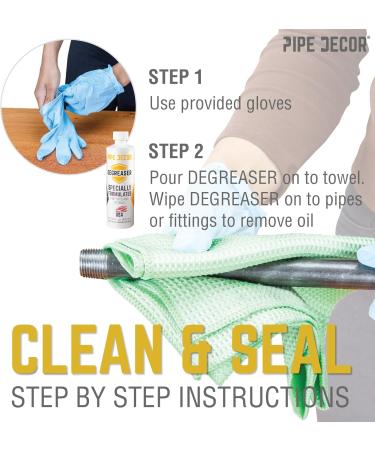 PIPE D COR Degreaser Kit - Clean & Protect Your Projects | 16 oz Degreaser 4 oz Sealer Rag & Brush Included - Buy Online on GoSupps.com