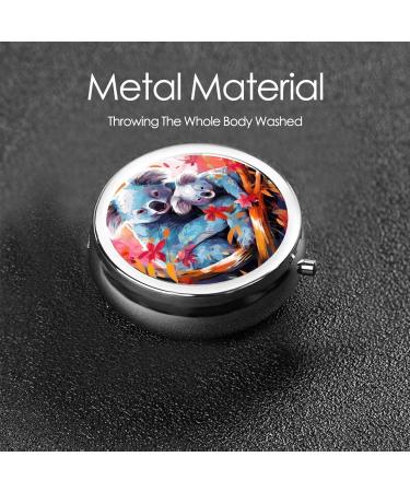 Two Cute Koalas Portable Metal Pill Box | Mini 3-Compartment Pill Organizer for Travel | Must-Have Travel Accessory - Buy Online on GoSupps.com