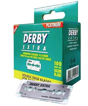 Derby Extra Double Edge Safety Razor Blades Silver 100 Count (Pack of 1) Package May Vary