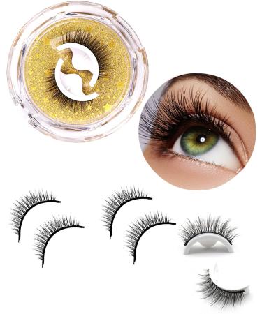 Reusable Self Adhesive Eyelashes No Glue or Eyeliner Needed  Easy to Put On  False Eyelashes Natural Look Gift for Women(2-Pairs) Yellow