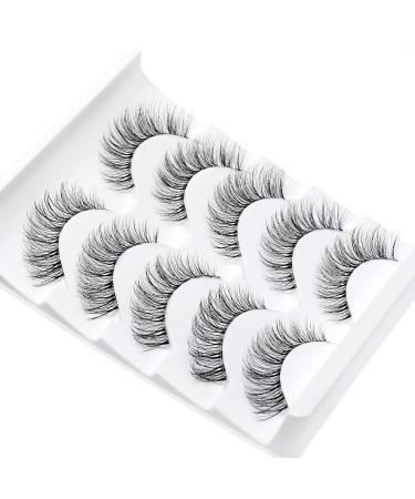 DZANIK Natural 3D Faux Mink Eyelashes - 5 Pairs, Cat Style, D Curl, 8-14mm, Soft Strip Lashes - Natural Look - Buy Online on GoSupps.com