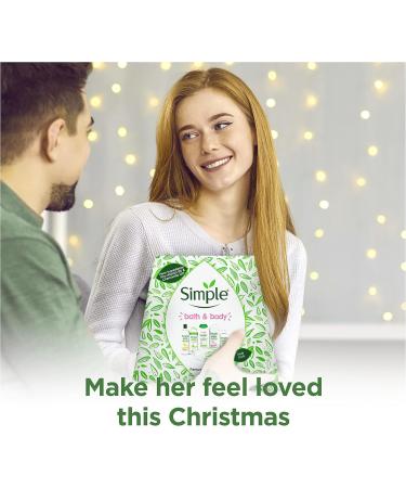 Simple Bath and Body Pamper Moisturising Collection Kind to Skin with a Soft Cotton Body and Face Cloth Gift Set Festive Gifts for Women Piece of 5 - Buy Online on GoSupps.com