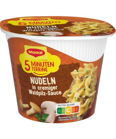 Maggi 5-Minute Terrine Noodles in Forest Mushroom Cream Sauce - Instant Pasta Meal | 8-Pack (8 x 56g) - Delicious Ready Meal with Mushrooms - Buy Online on GoSupps.com