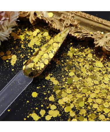 50g Gold Glitter Powder Set - Coarse & Fine Flake for Nail Art Resin & Party Decor | 4 Sizes for Festivals & Masquerades - Buy Online on GoSupps.com