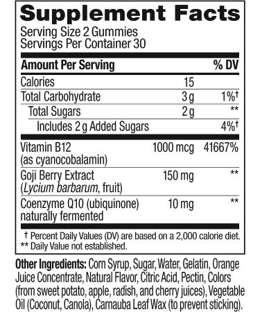 OLLY Extra Strength Energy Gummies | Caffeine Free | Vitamin B12 & CoQ10 | Goji Berry | 60 Count - Buy Online on GoSupps.com