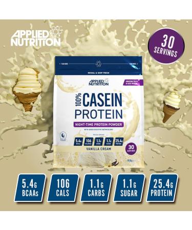Applied Nutrition Casein Protein Powder - Vanilla Cream 900g (30 Servings) - Slow Release Micellar Casein Supplement - Buy Online on GoSupps.com