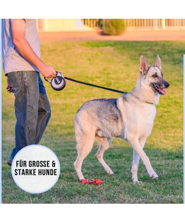 High-Quality 5m Cong Roll-Out Dog Leash for Large & Strong Dogs (Up to 70kg) - XL Reflective Design with Soft Handle & Break Lock System - Gray - Buy Online on GoSupps.com
