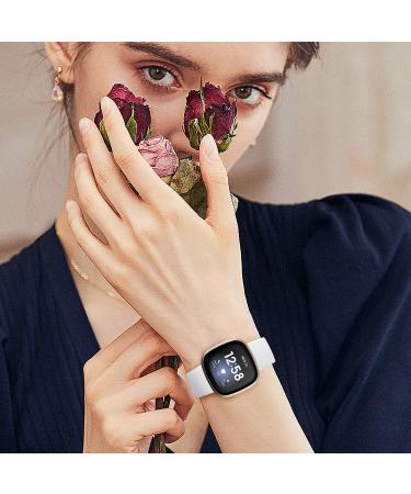 Dirrelo 4 Pack Band Compatible with Fitbit Sense & Fitbit Versa 3 Bands Women Men  Soft TPU Sport Watch Strap Replacement Versa 3 Sense Versa 4 Sense 2 Smartwatch Wristband Small  Black/Bluegrey/White/Sandpink Small Black/Bluegrey/White/Sandpink - Buy Online on GoSupps.com