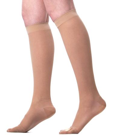 Medicella Sheer Knee High Compression Socks - Open Toe 20-30 mmHg | Medical Quality Circulation Support Stocking Made in USA (Nude Small - Buy Online on GoSupps.com