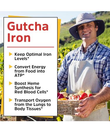 65mg Carbonyl Iron Supplement with Vitamin C for Energy & Blood Support - Vegan 60 Ct - Buy Online on GoSupps.com