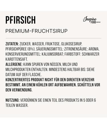 Inspire Food Peach Syrup for Bubble Tea - 300ml | 100% Vegetarian Gluten-Free No Artificial Dyes | Perfect for Boba Slushes & Ice-Blended Drinks - Buy Online on GoSupps.com