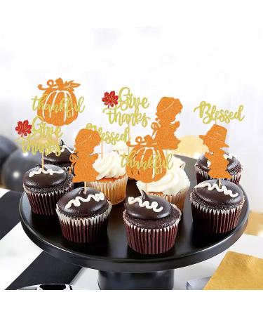 Keaziu 25 Pack Happy Thanksgiving Cupcake Toppers Give Thanks Cupcake Picks For Thanksgiving Theme Cake Decorations Birthday Party Thankful Dinner Supplies Bless - Buy Online on GoSupps.com