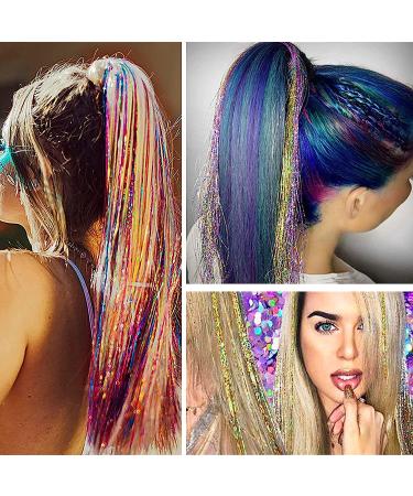 48 Inch Hair Tinsel Kit | 14 Colors 3200 Strands | Heat Resistant Fairy Hair Extensions for Women & Girls - Buy Online on GoSupps.com