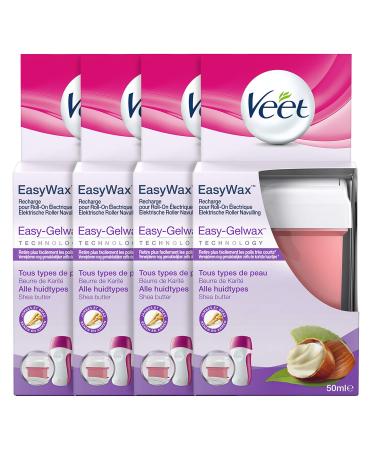 Veet Set of 4 Refill Packs Wax EasyWaxTM Arms & Legs Shea Butter 50 ml