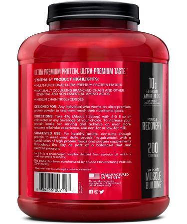 BSN SYNTHA-6 Whey Protein Powder - Strawberry Milkshake, 48 Servings - Buy Online on GoSupps.com