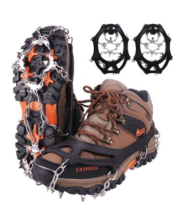 Crampons for Shoes, Traction Cleats Ice Snow Grips with 19 Stainless Steel Spikes, Shoe Talons Anti - Slip Boots Spikes for Walking, Jogging, Climbing and Hiking Large Black