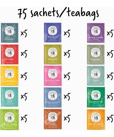 Les 2 Marmottes - Discovery Box 75 Sachets - 12 Infusions and 3 Teas - Ideal as a Gift - Wellness And Relaxation - Made In Fr - Buy Online on GoSupps.com