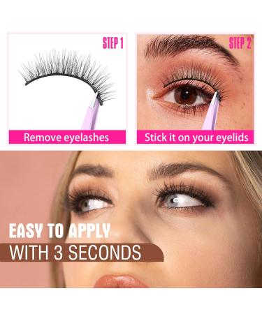 Buy Wispy Self Adhesive Eyelashes - Reusable Natural Look False Lashes | 3 Pairs with Tweezers by Geeneiya - International Shipping Available - Buy Online on GoSupps.com