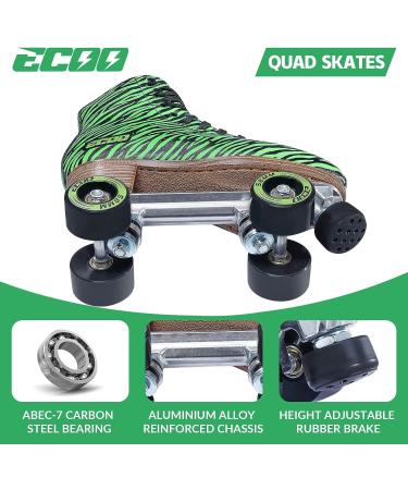 ECOO Women's & Girls' 2 Layer PU Leather Roller Skates - Green, Size US Women 10 / US Men 9 - Buy Online on GoSupps.com