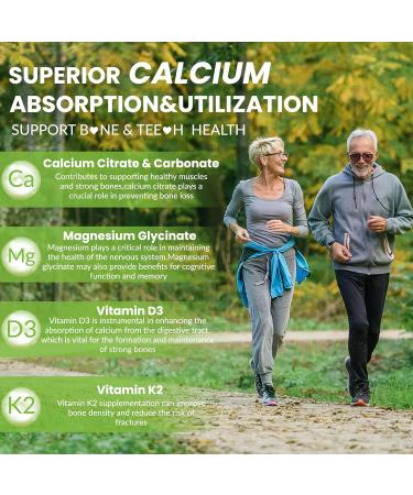 Calcium Magnesium Zinc Gummies for Adult: 1200mg Calcium Citrate 400mg Magnesium Glycinate with D3 B12 - Sugar Free High Absorption Supplement for Women Men (60 Count(Pack of 2)) 60 Count (Pack of 2) - Buy Online on GoSupps.com