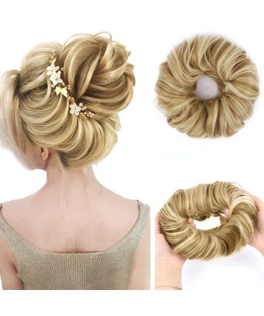Vlasy Messy Bun Hair Piece for Women Curly Wavy Hair Scrunchies Bun Extensions Hairpieces Synthetic Hair Chignons Accessories Updo for Girls(F16/613# 60g) 60g F16/613#