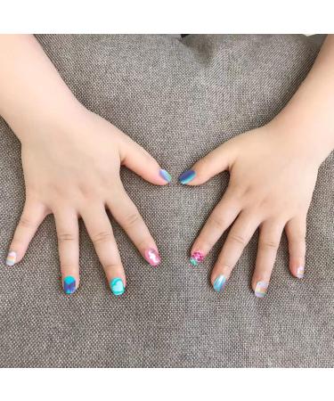 Siusio 120pcs Children Acrylic Fake Nails - Press On Glitter Gradient Nail Art Kits for Girls - Mermaid Beach Series - Buy Online on GoSupps.com