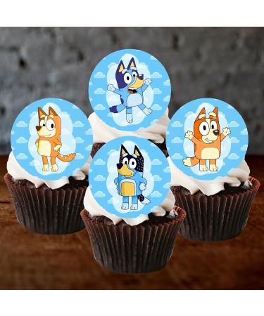 24 Bluey Cupcake Toppers Theme #1 Edible Bluey Cake Topper Bluey Birthday Decorations Blue Family Edible Cake Topper Puppy Cake Decorations Blue y Party Decorations - Buy Online on GoSupps.com