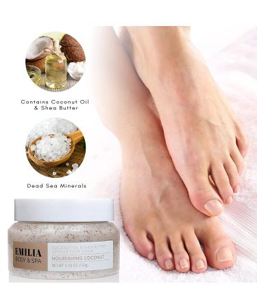Emilia Foot Scrub - Natural Organic Exfoliating Scrub with Dead Sea Minerals, Coconut Oil, and Shea Butter - Ideal for Feet, Body, Pedicure, and Cracked Heels - Buy Online on GoSupps.com