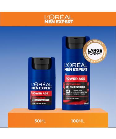 NEW L'Or al Men Expert Power Age Moisturiser Hydrating & Revitalising Hyaluronic Acid Moisturiser for Men designed for Ageing Dry & Dull Skin 100ml 100 ml (Pack of 1) - Buy Online on GoSupps.com