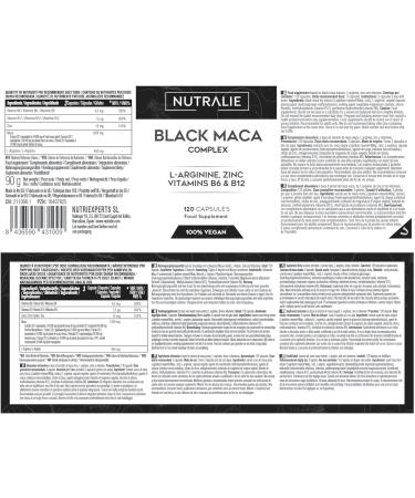 Black Maca Root Capsules 24000mg - High Strength Maca Complex for Women & Men - with L-Arginine, Zinc, Vitamins B6 & B12 - 120 Vegetarian Capsules by Nutralie - Buy Online on GoSupps.com