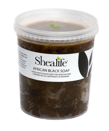Shealife African Black Soap traditionally made using Unrefined Shea Butter Cocoa Pod Ash & Virgin Coconut Oil. Contains No SLS Detergents & Parabens. Ideal for very Sensitive Skin types supplied direct by Shea Life Skincare. 1 Kg Tub.