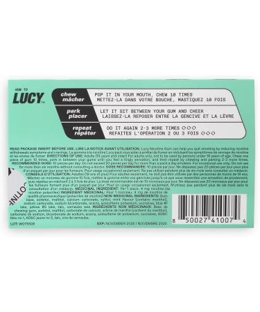 LUCY Nicotine Gum 4mg 100 Count | Mint Flavour | NPN 80108821 | Stop Smoking Aid | 10 pcs per Pack x 10 Packs - Buy Online on GoSupps.com