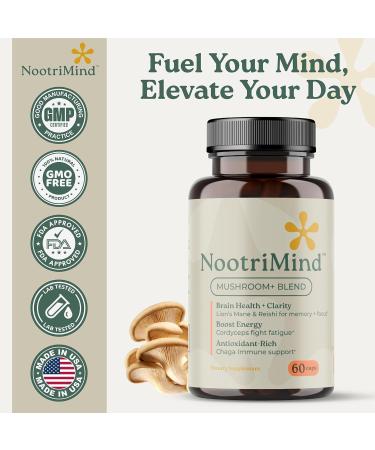 nootrimind Mushroom+ Blend 10-Mushroom Complex Capsules | Lion s Mane Reishi Cordyceps & Chaga | Focus + Clarity Energy & Immune Support | Vegan Non-GMO | 60 Capsules - Buy Online on GoSupps.com